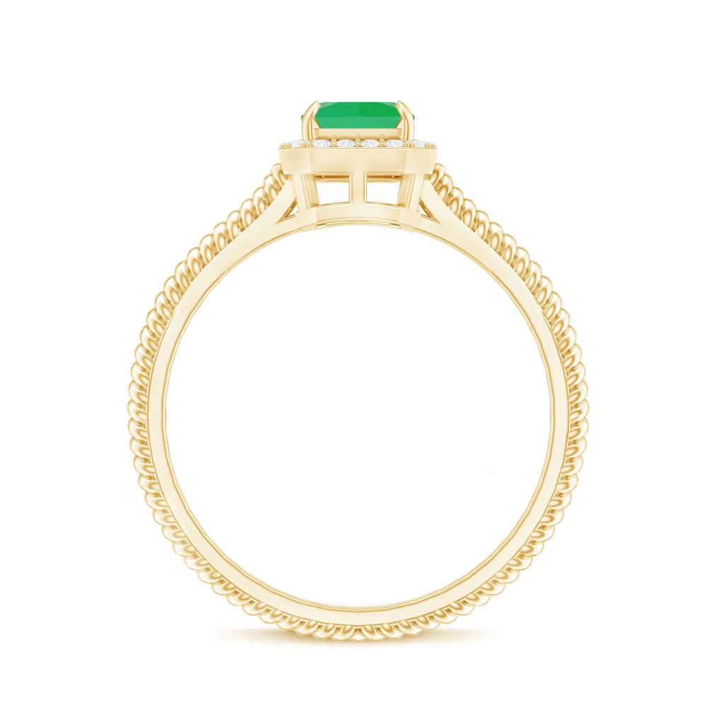 Natural 1.2 Carat Emerald Engagement Ring with Diamond Halo