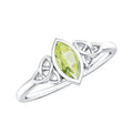 Natural 0.7 Carat Marquise Peridot Promise Ring with Celtic Knot