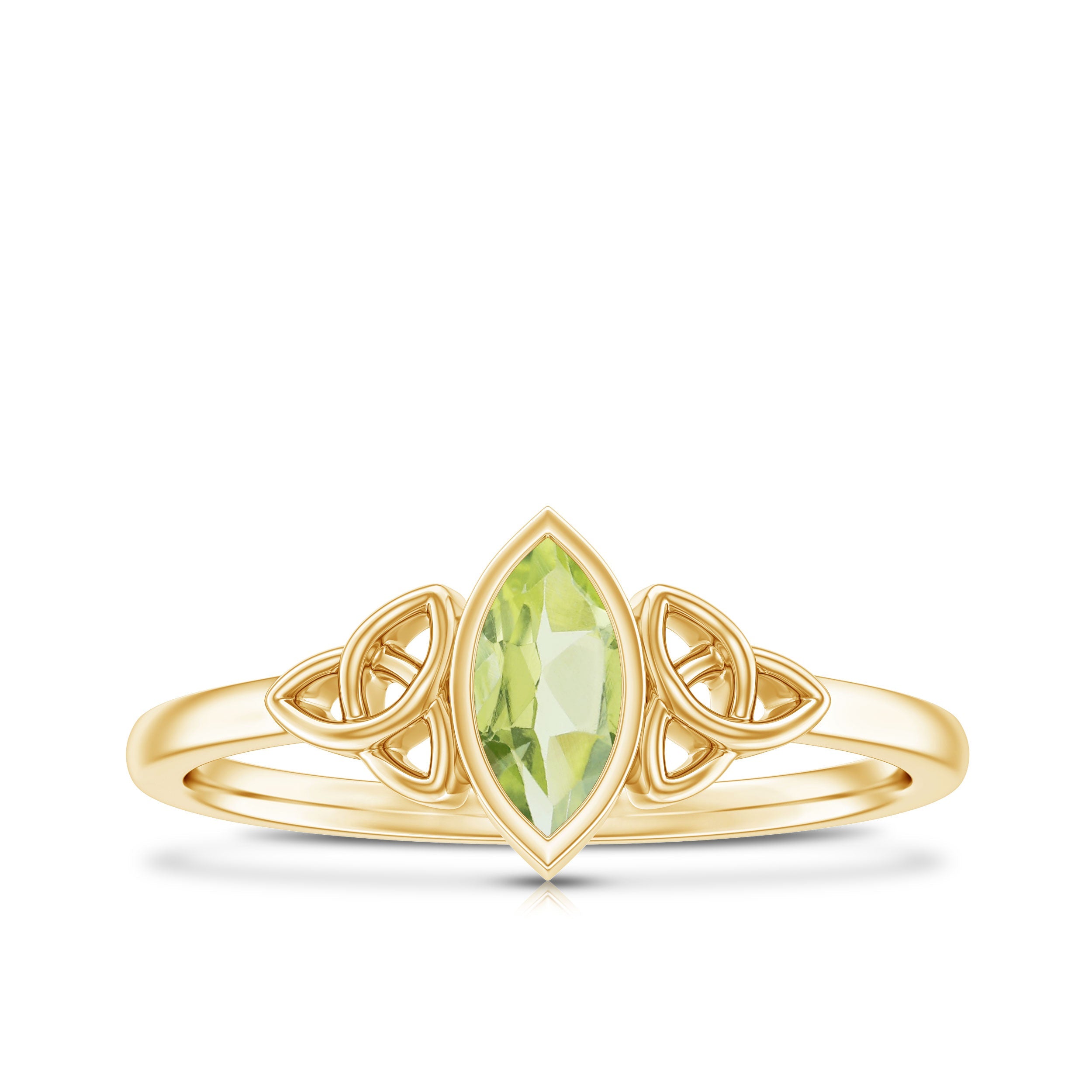 Natural 0.7 Carat Marquise Peridot Promise Ring with Celtic Knot