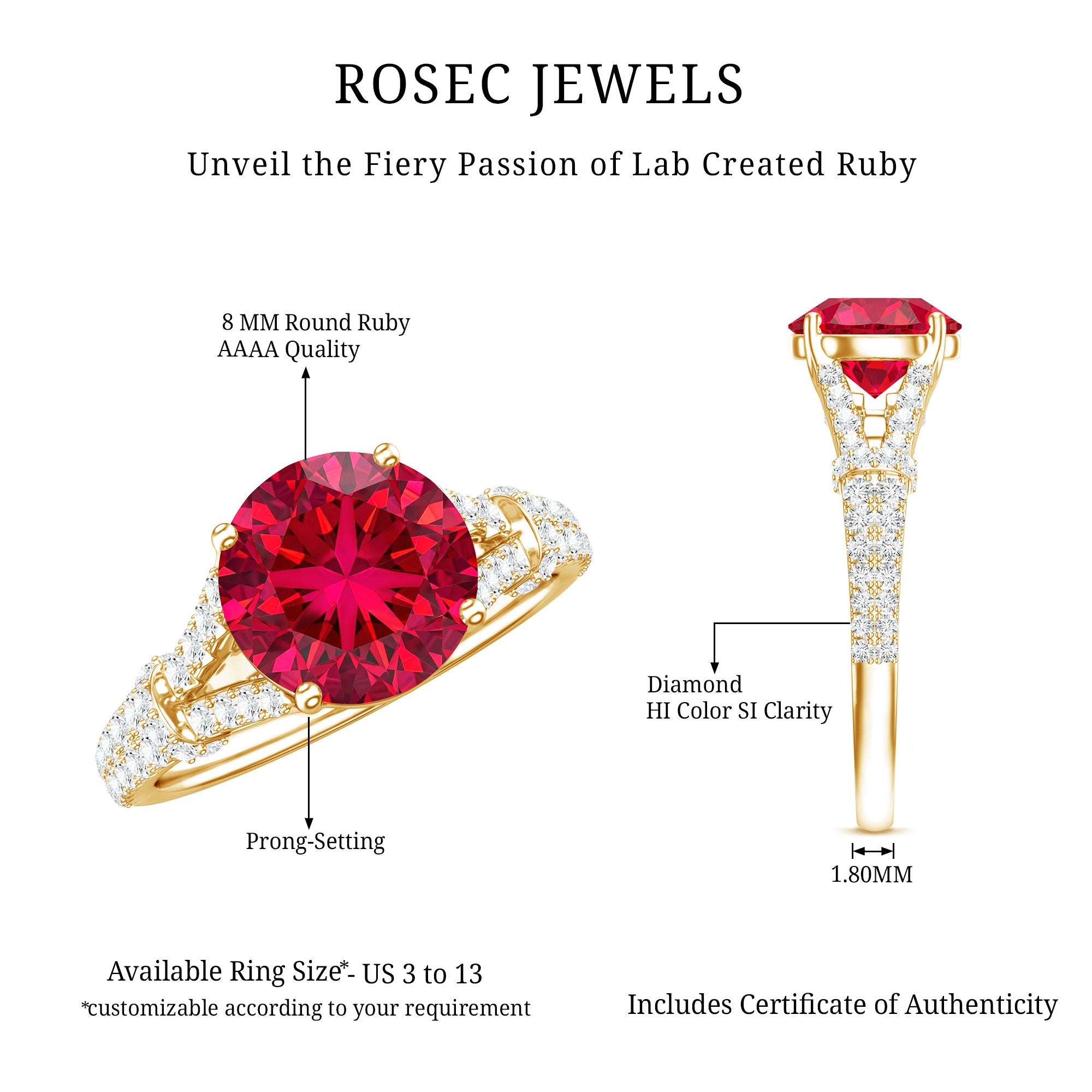 Lab Created Ruby and Diamond Split Shank Engagement Ring