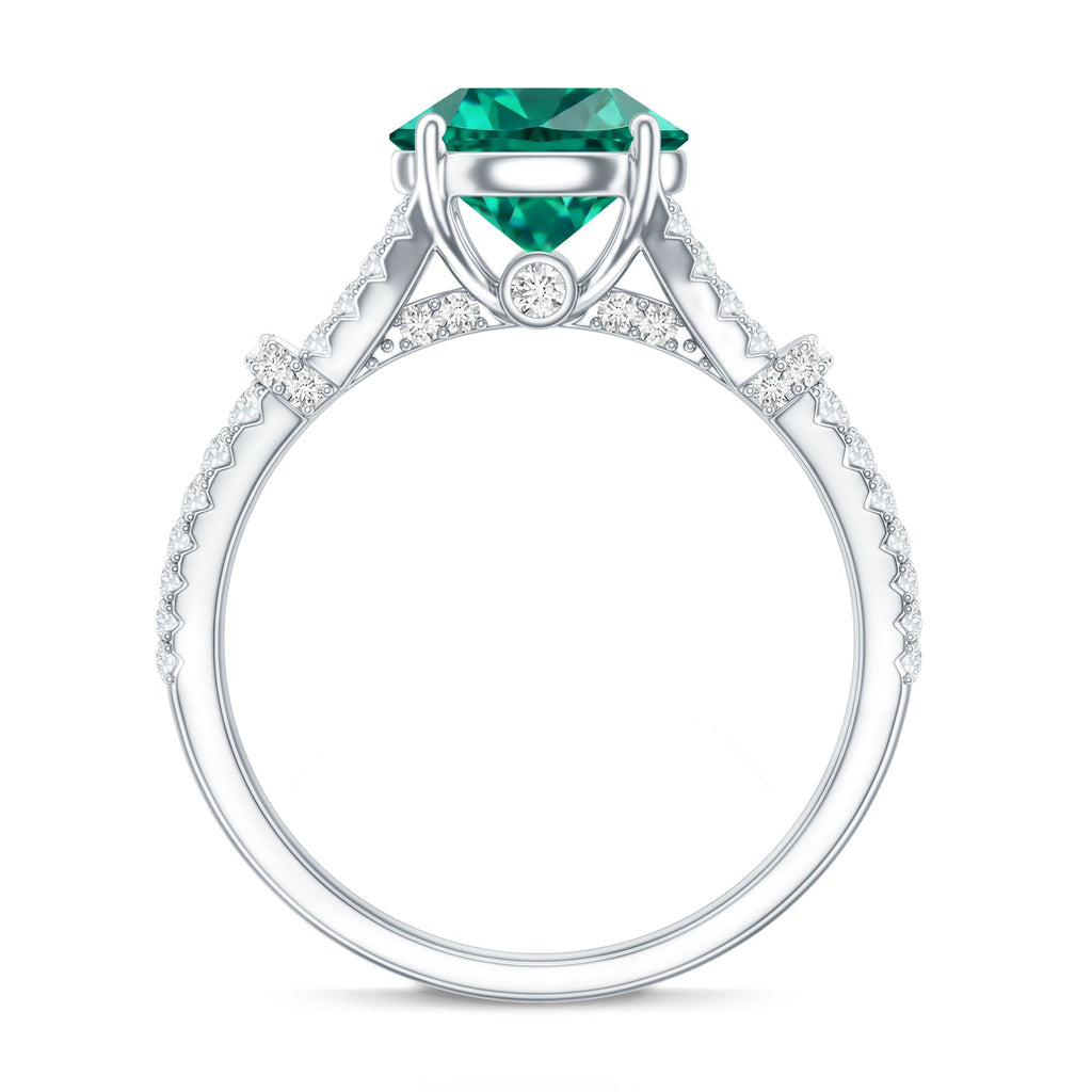 Classic Lab Grown Emerald Diamond Engagement Ring with Split Shank