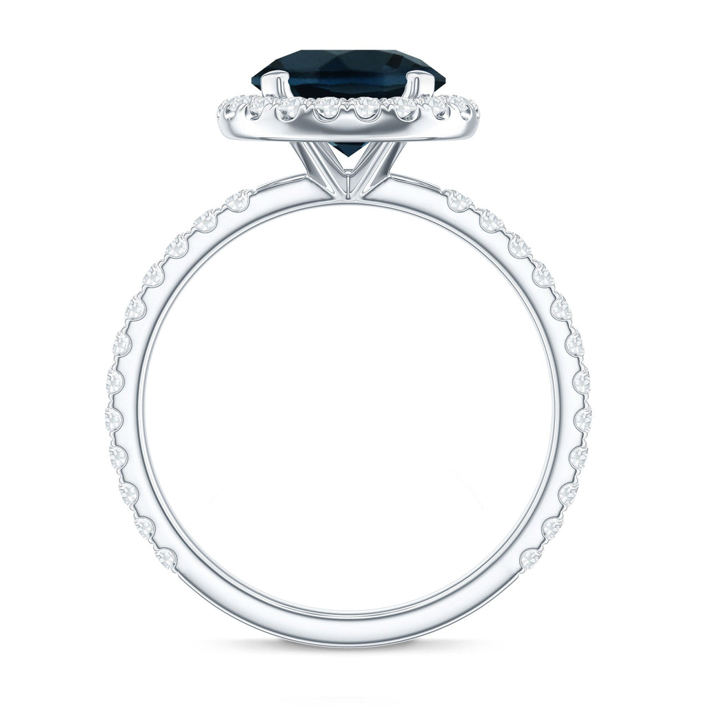2 Carat London Blue Topaz Classic Engagement Ring with Diamond