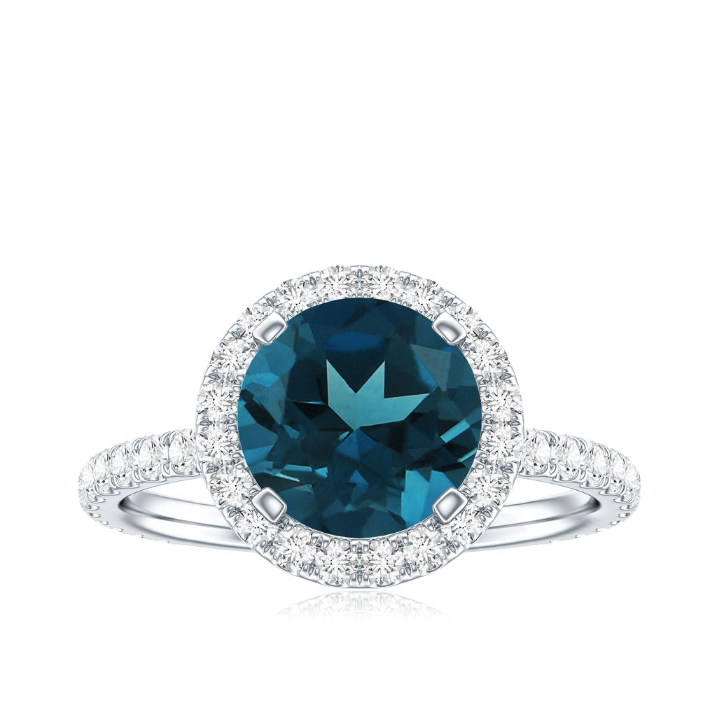 2 Carat London Blue Topaz Classic Engagement Ring with Diamond