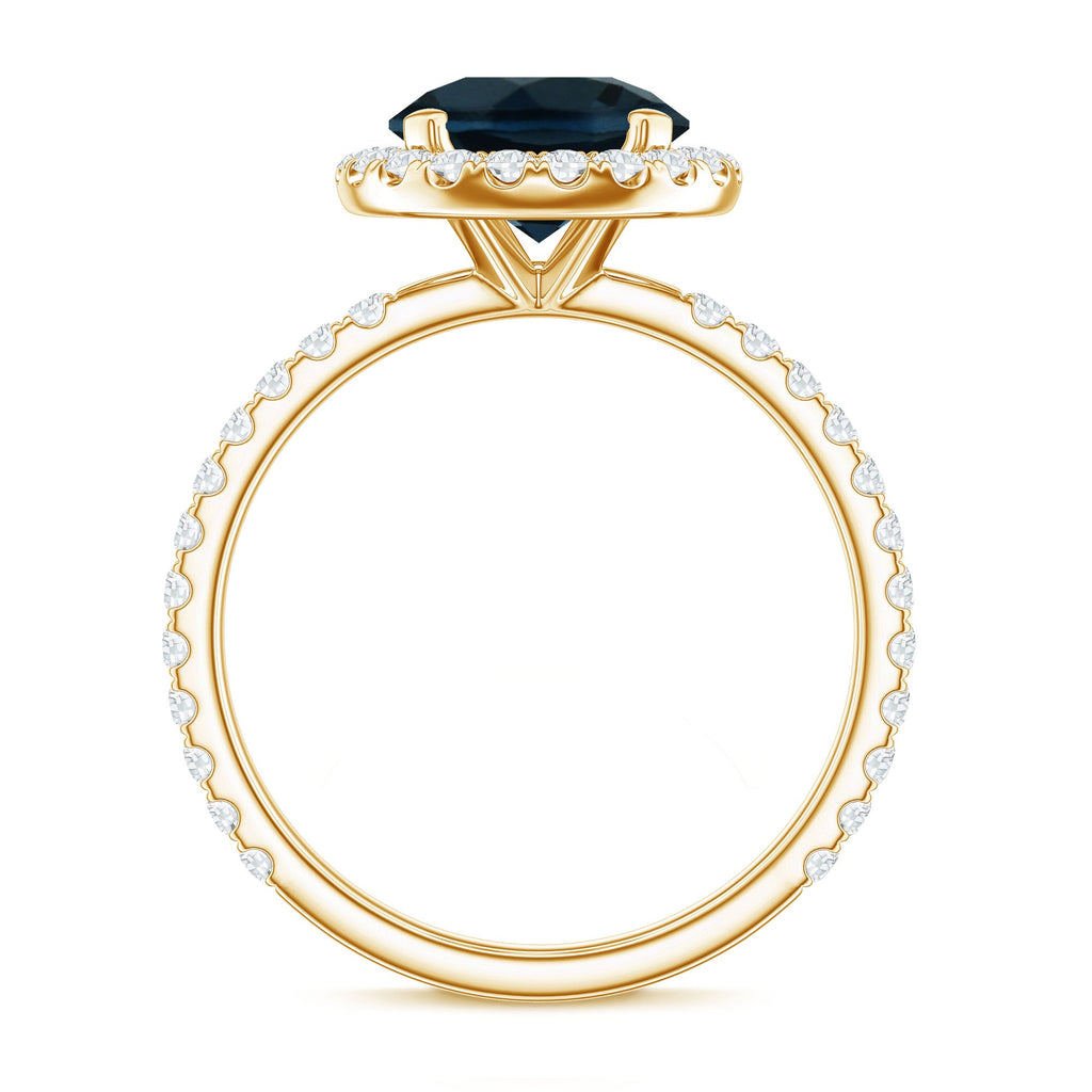 2 Carat London Blue Topaz Classic Engagement Ring with Diamond