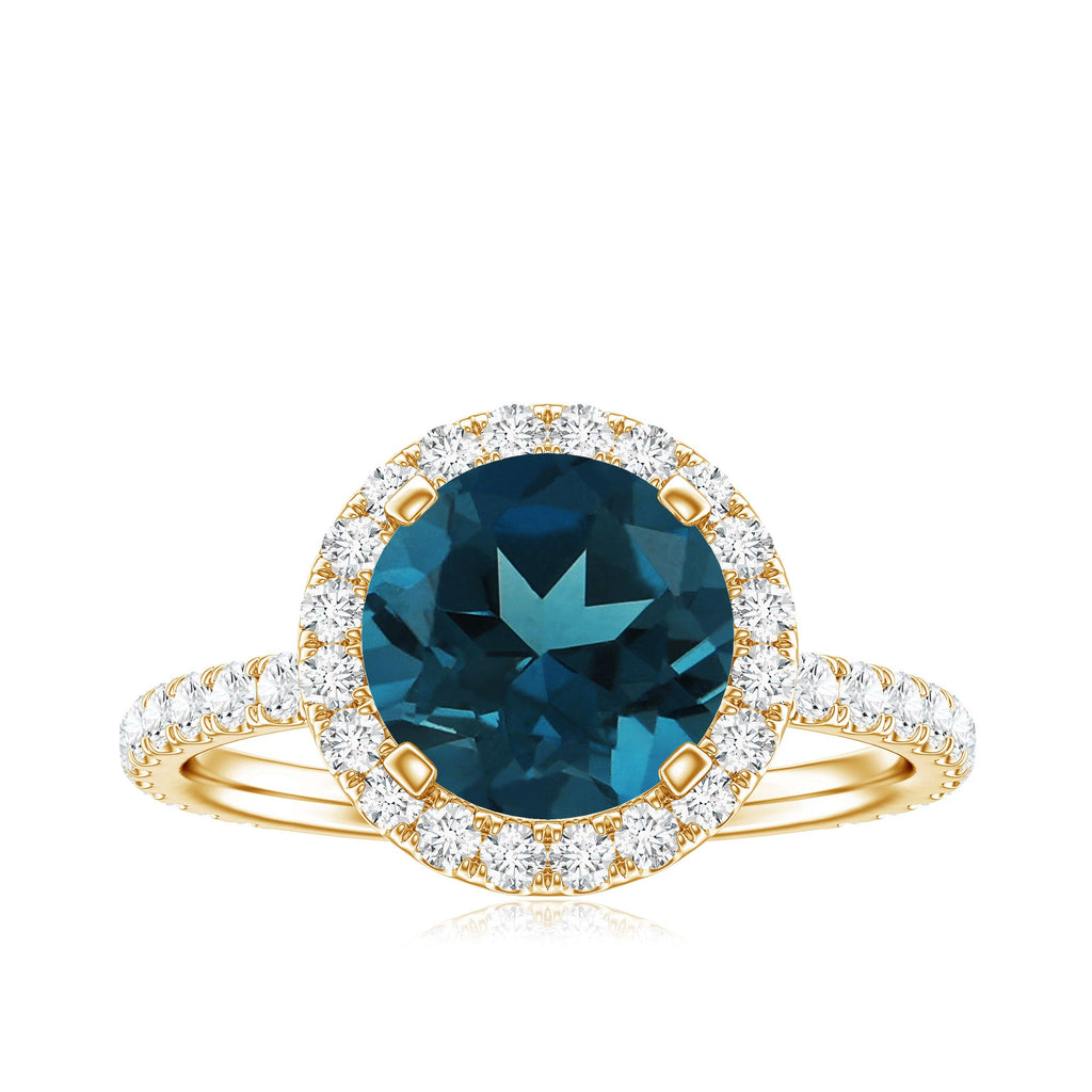 2 Carat London Blue Topaz Classic Engagement Ring with Diamond
