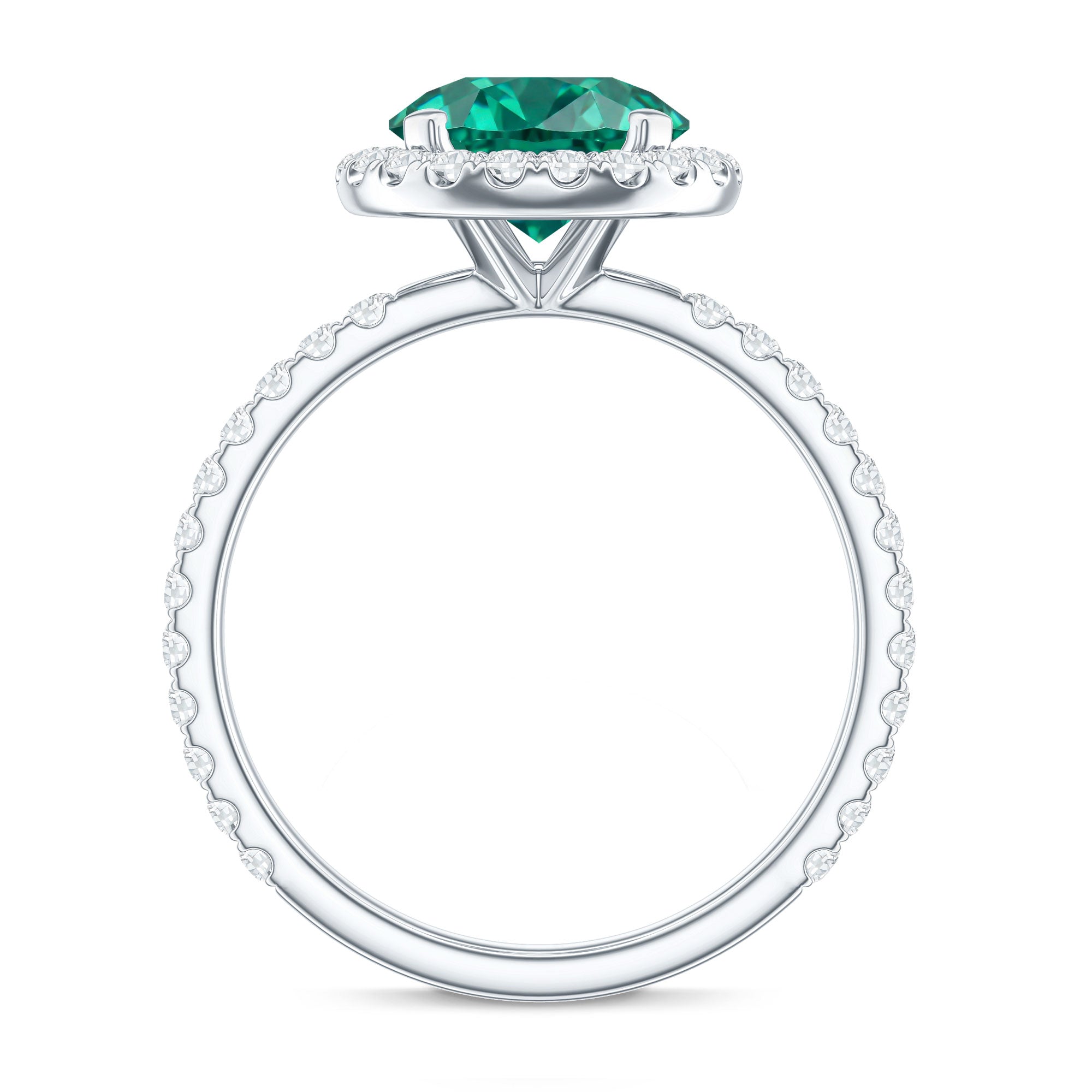 Certified 2 Carat Lab Grown Emerald Classic Engagement Ring with Halo