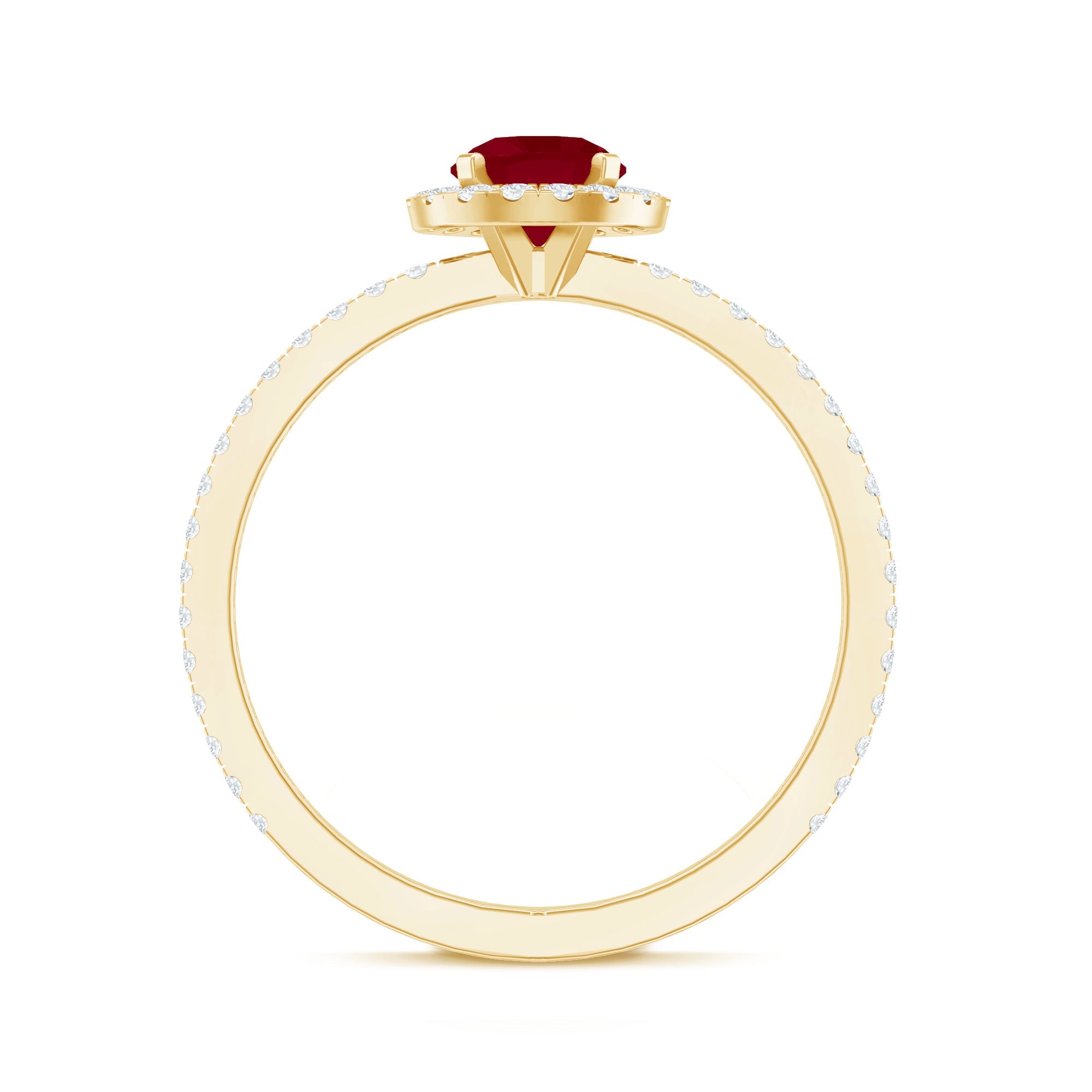 Minimal 0.6 Carat Ruby Engagement Ring with Diamond Halo