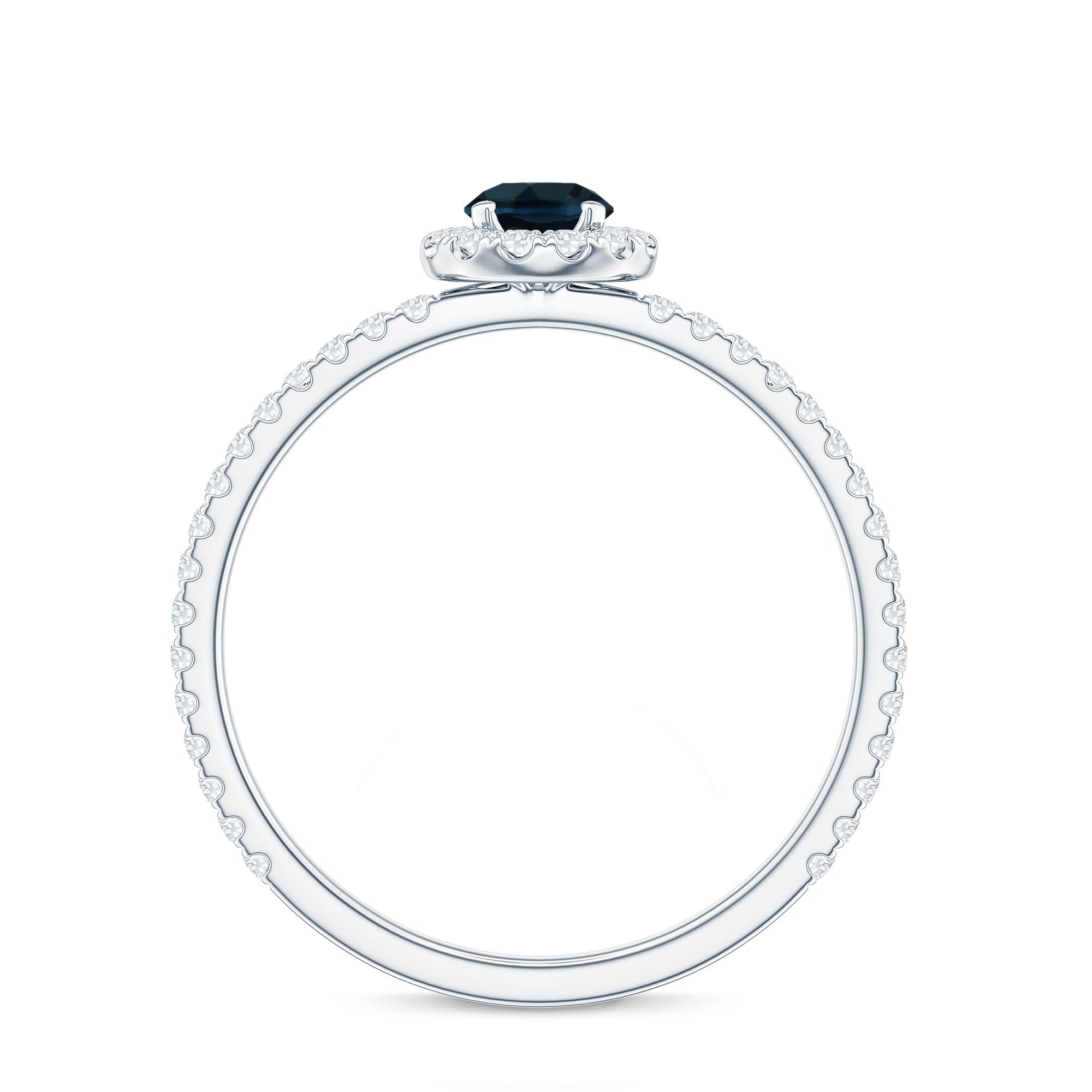 Round Shaped Blue Topaz and Diamond Minimal Engagement Ring