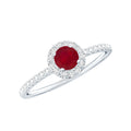 Real 0.6 Carat Ruby Engagement Ring with Diamond Halo