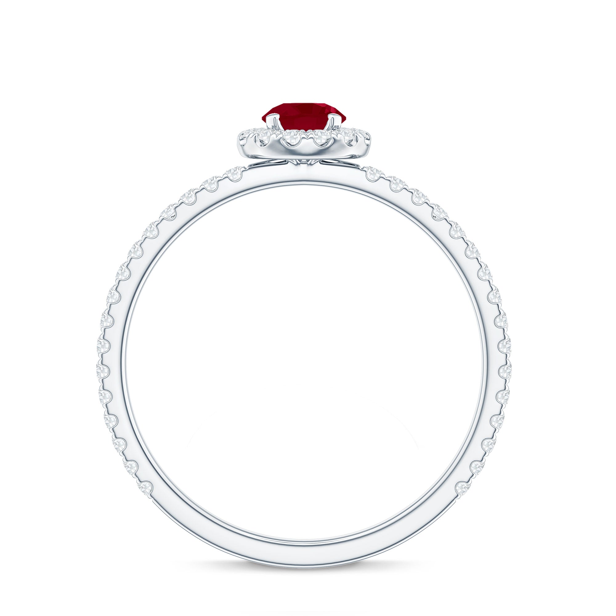 Real 0.6 Carat Ruby Engagement Ring with Diamond Halo