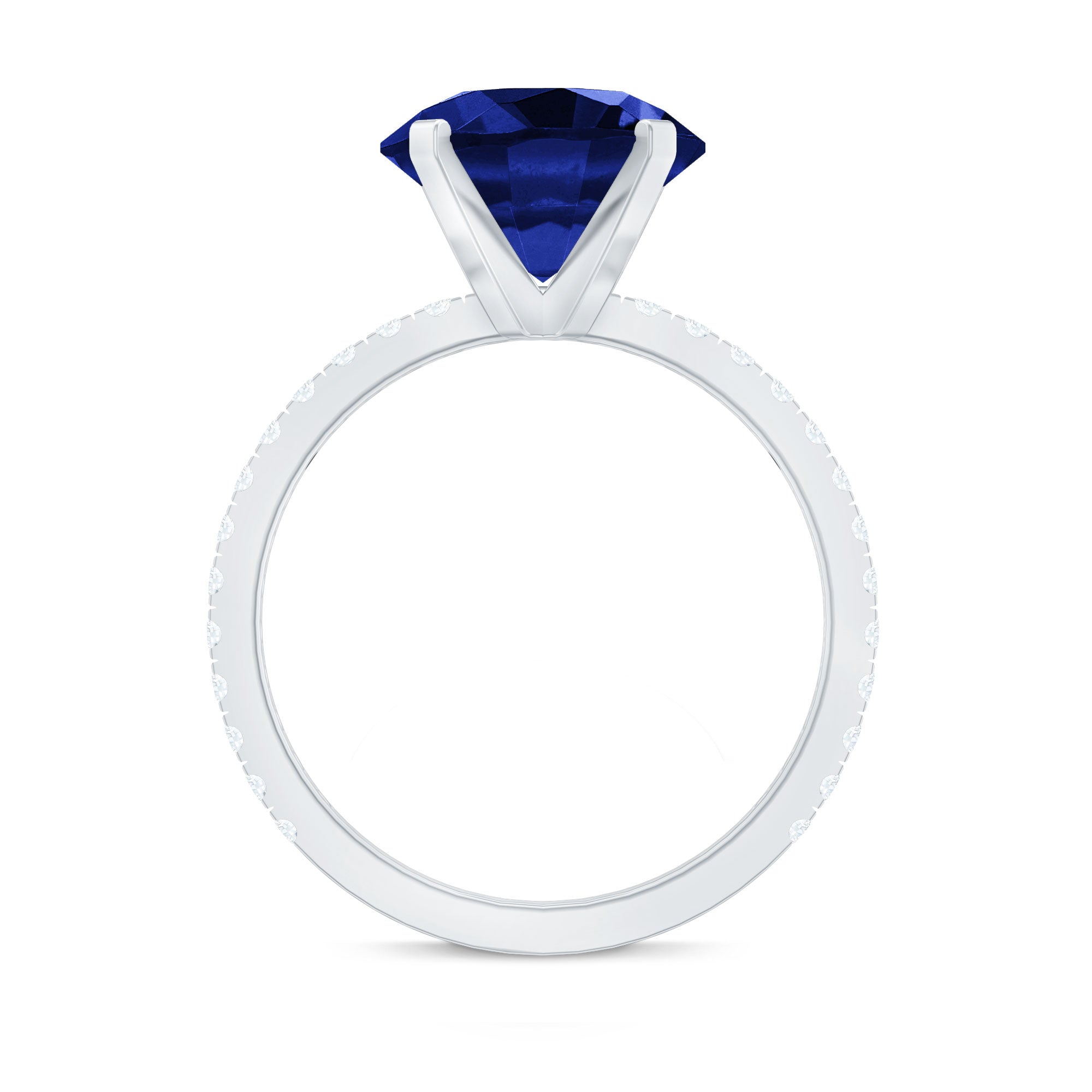 Certified 4.5 Carat Lab Grown Blue Sapphire Engagement Ring with Diamond