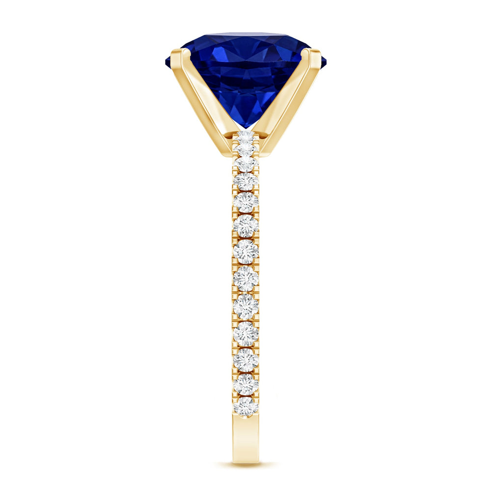 Certified 4.5 Carat Lab Grown Blue Sapphire Engagement Ring with Diamond