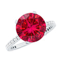 5 Carat Lab Created Ruby Solitaire Engagement Ring with Real Diamonds