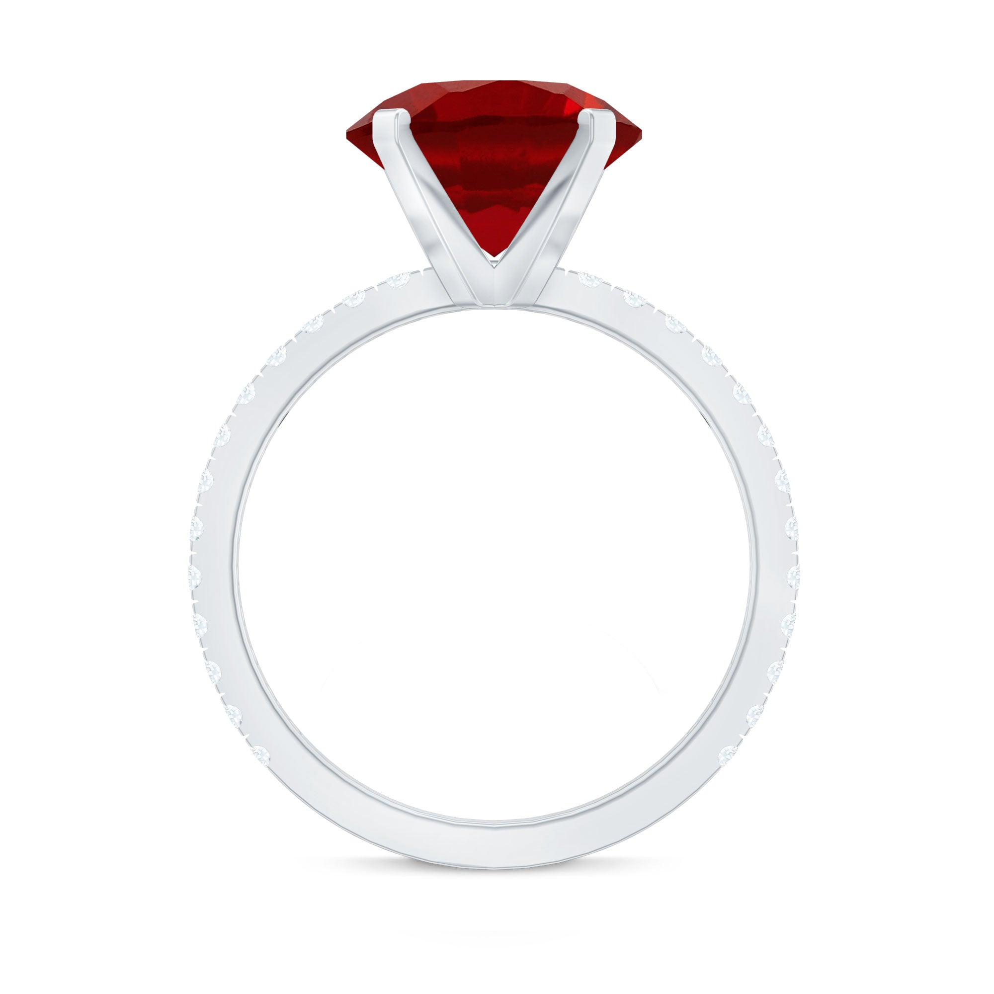 5 Carat Lab Created Ruby Solitaire Engagement Ring with Real Diamonds