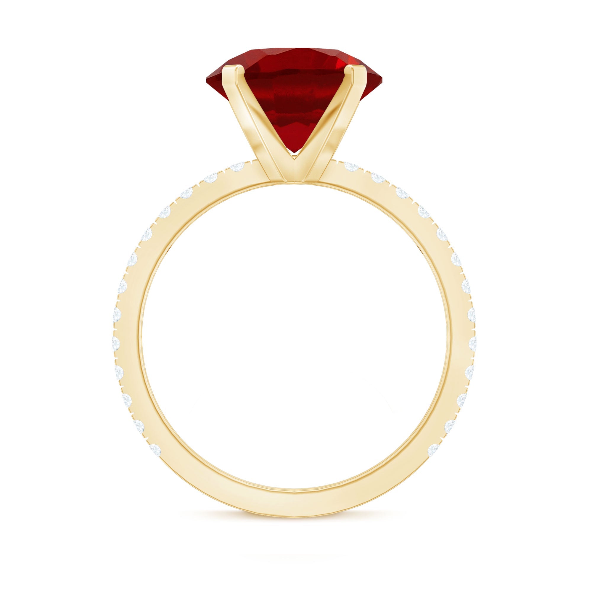 5 Carat Lab Created Ruby Solitaire Engagement Ring with Real Diamonds