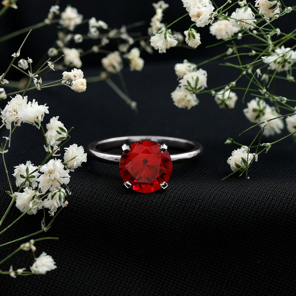Solitaire Lab Grown 5 Carat Ruby Engagement Ring with Certificate
