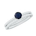 Natural Half Carat Blue Sapphire and Diamond Engagement Ring Set