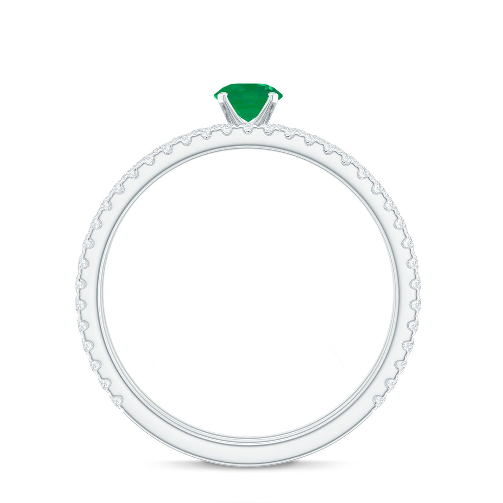 0.4 Carat Minimal Emerald Diamond Wedding Engagement Ring Set of 2
