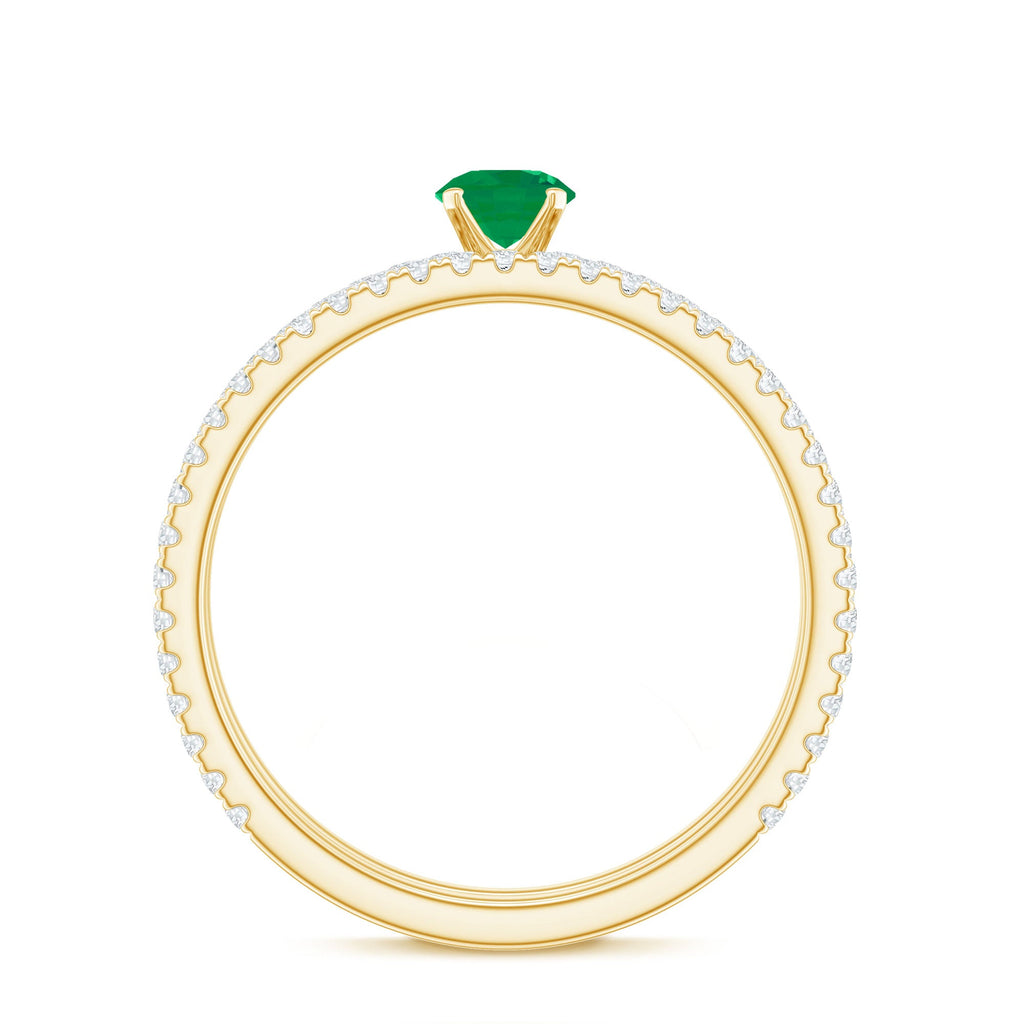 0.4 Carat Minimal Emerald Diamond Wedding Engagement Ring Set of 2