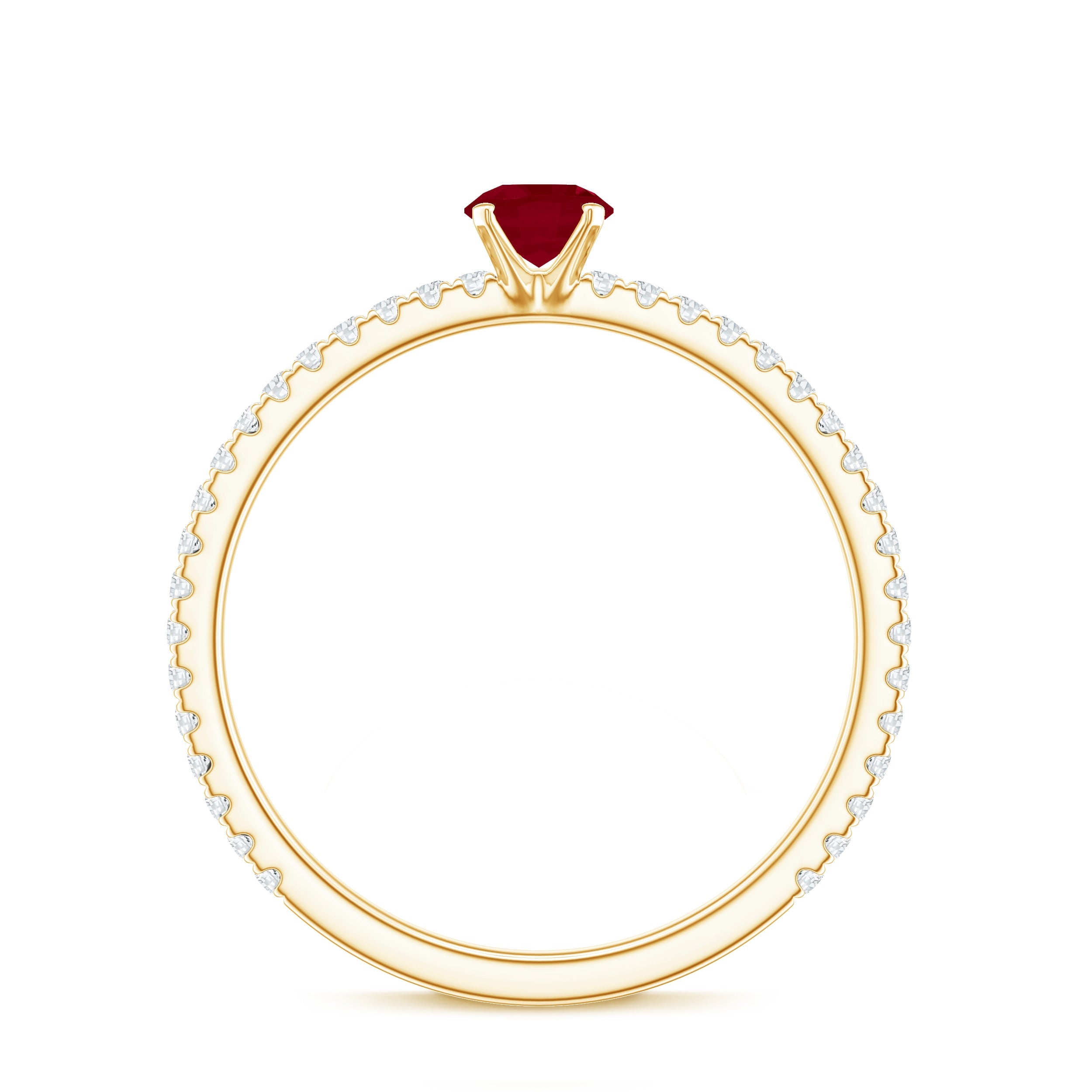 Natural Ruby Promise Ring with Diamond for Women