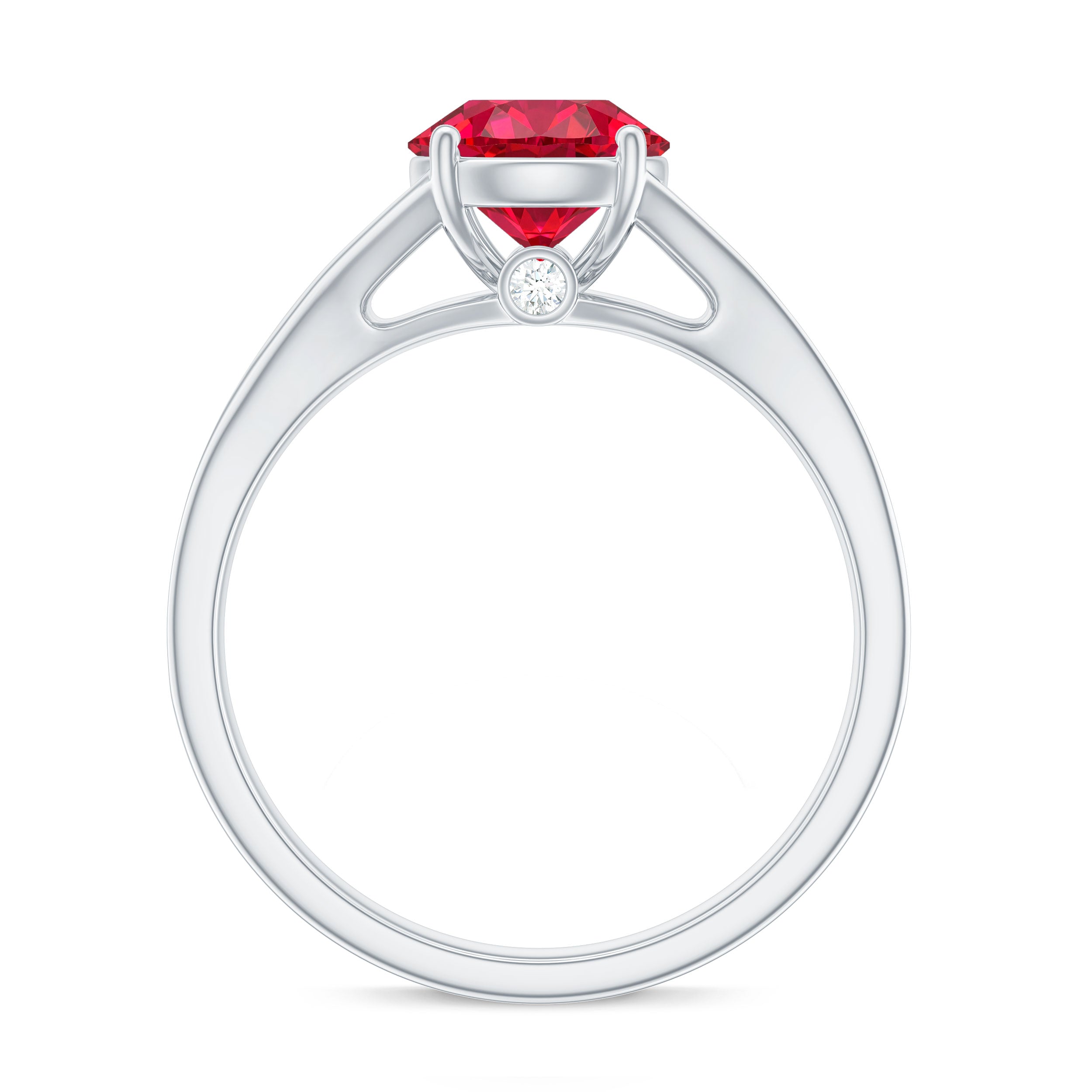 Lab Created Ruby and Diamond Engagement Ring in Split Shank
