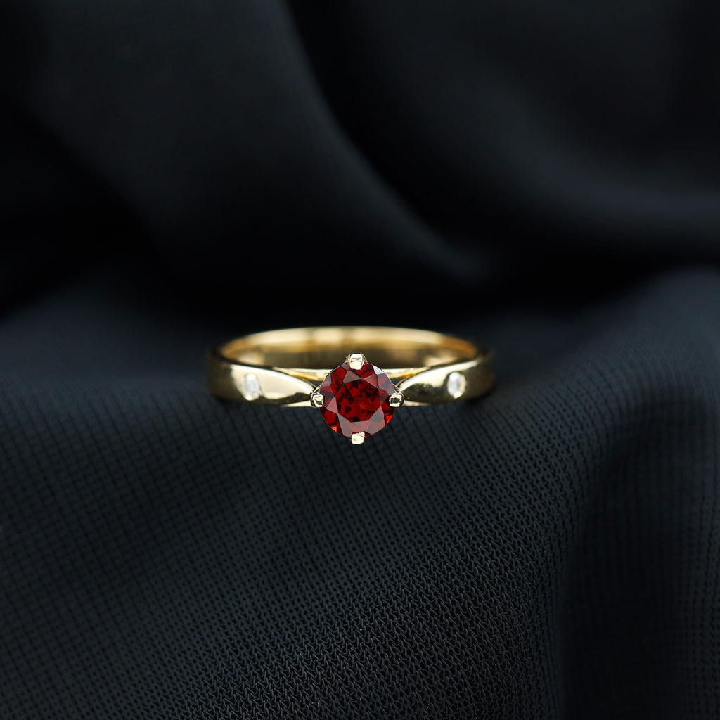 Natural 2.3 Carat Round Garnet Solitaire Engagement Ring