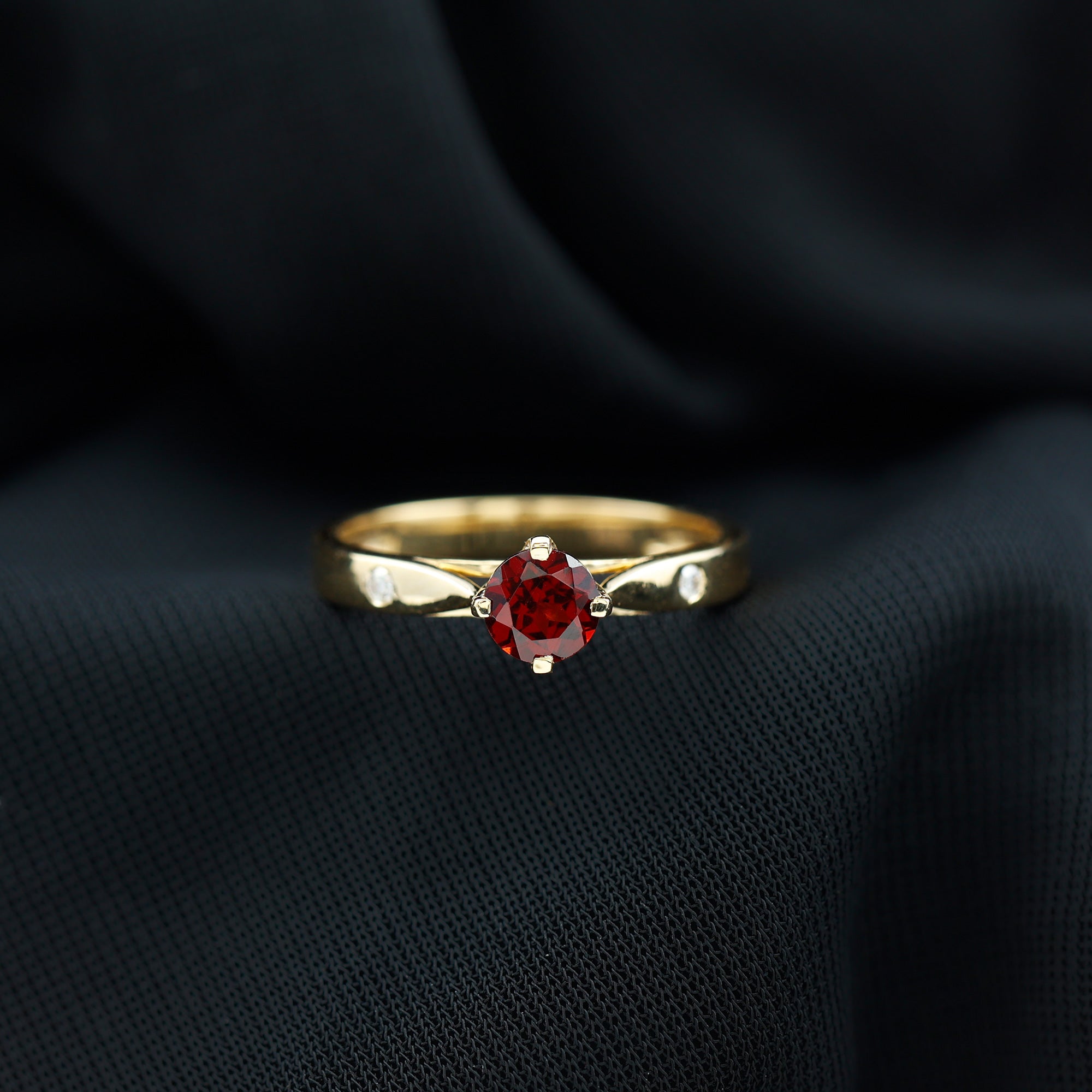 Natural 2.3 Carat Round Garnet Solitaire Engagement Ring