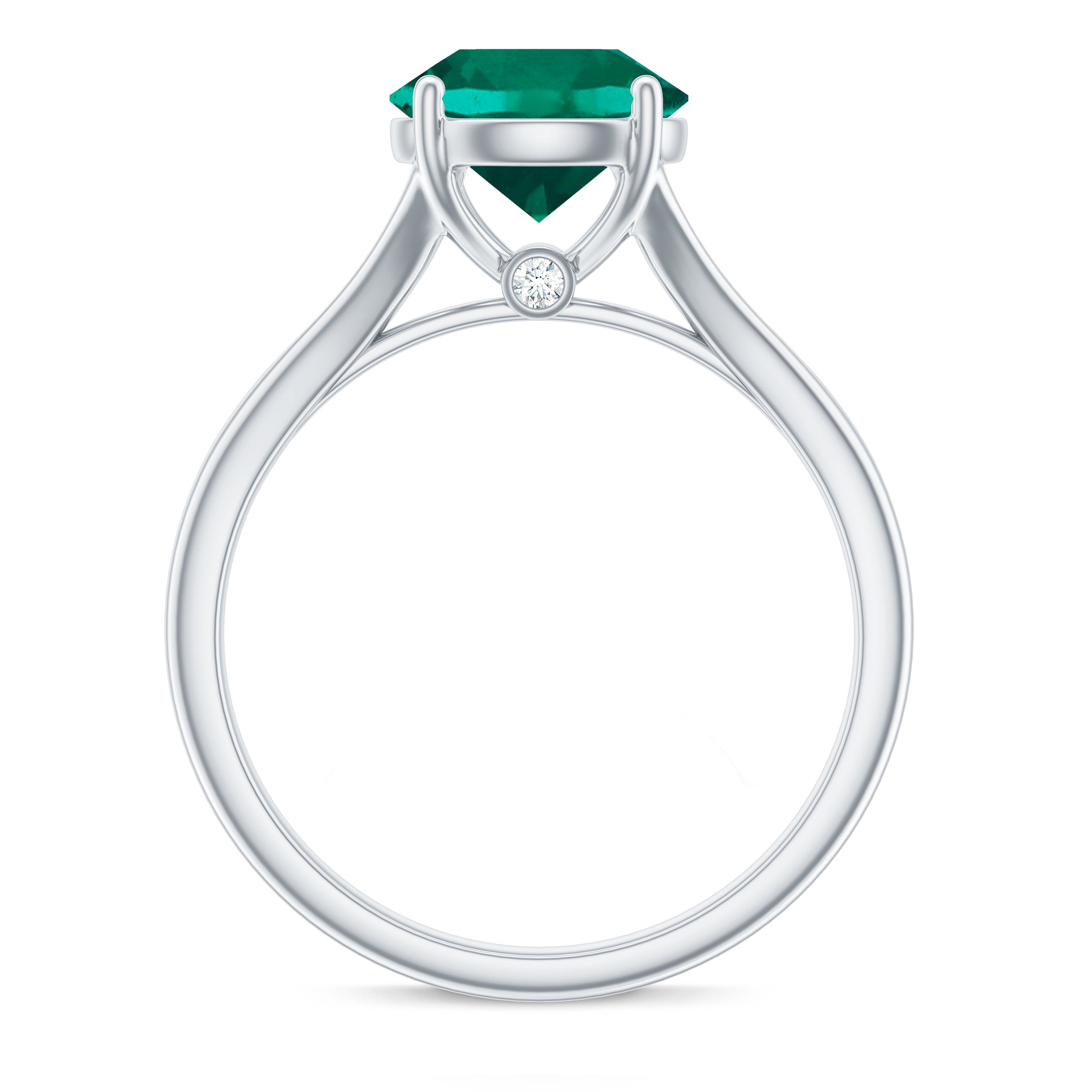 Certified 2 Carat Lab Grown Emerald Engagement Ring with Diamond