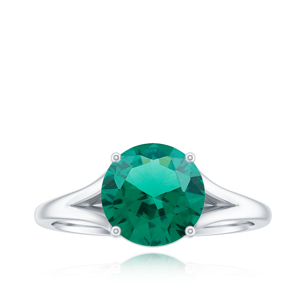 Certified 2 Carat Lab Grown Emerald Engagement Ring with Diamond