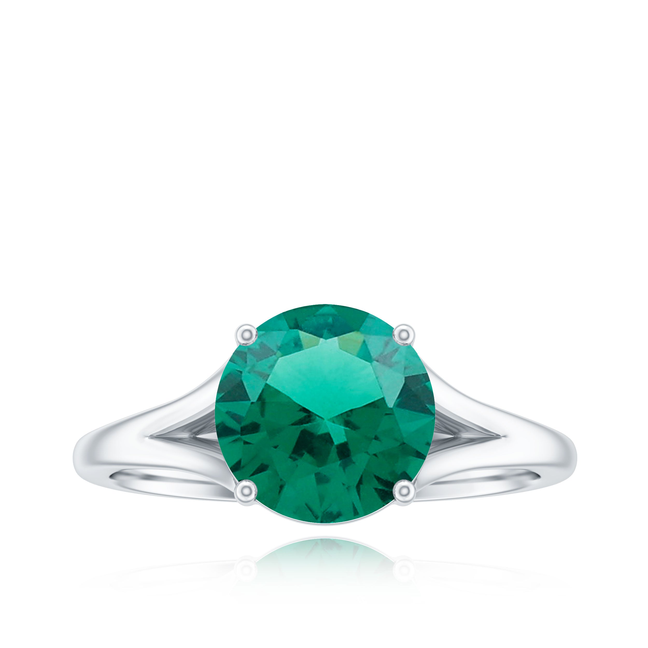 Certified 2 Carat Lab Grown Emerald Engagement Ring with Diamond