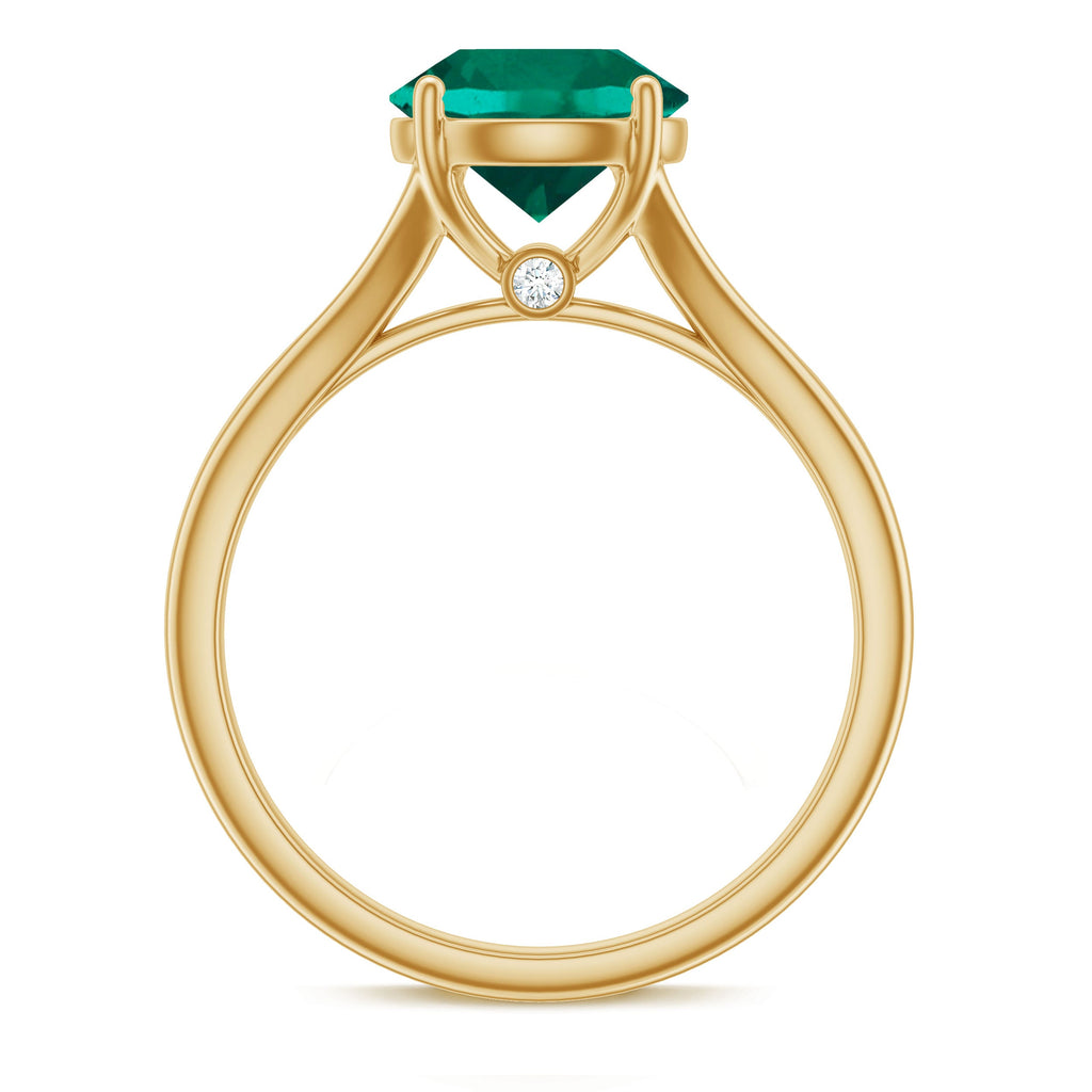 Certified 2 Carat Lab Grown Emerald Engagement Ring with Diamond
