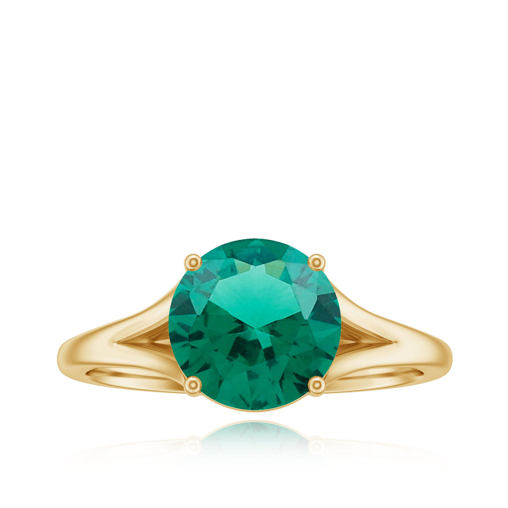 Certified 2 Carat Lab Grown Emerald Engagement Ring with Diamond