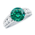 Certified 2 Carat Lab Grown Emerald Statement Engagement Ring with Side Stones