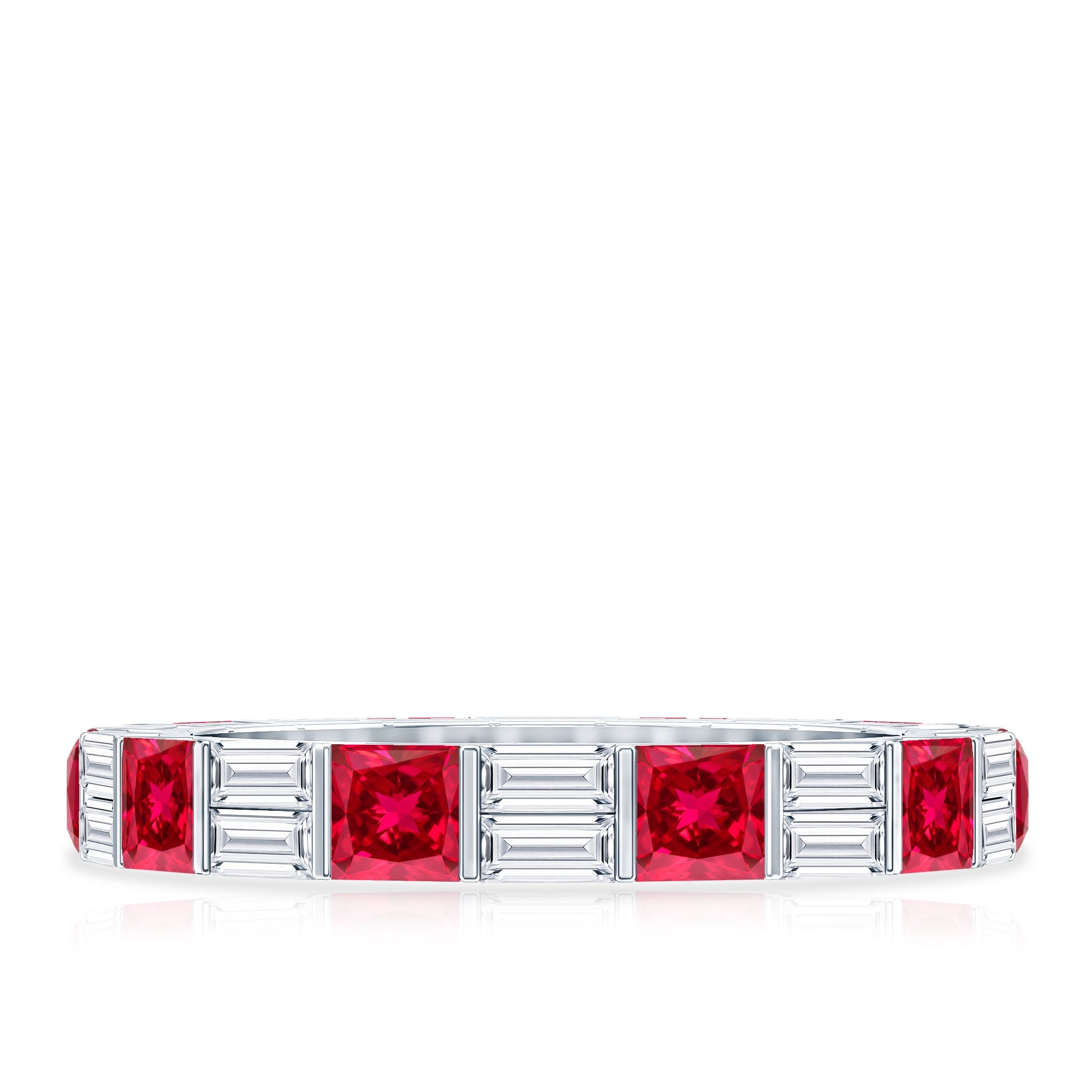 Princess Cut Lab Created Ruby And Moissanite Full Eternity Ring