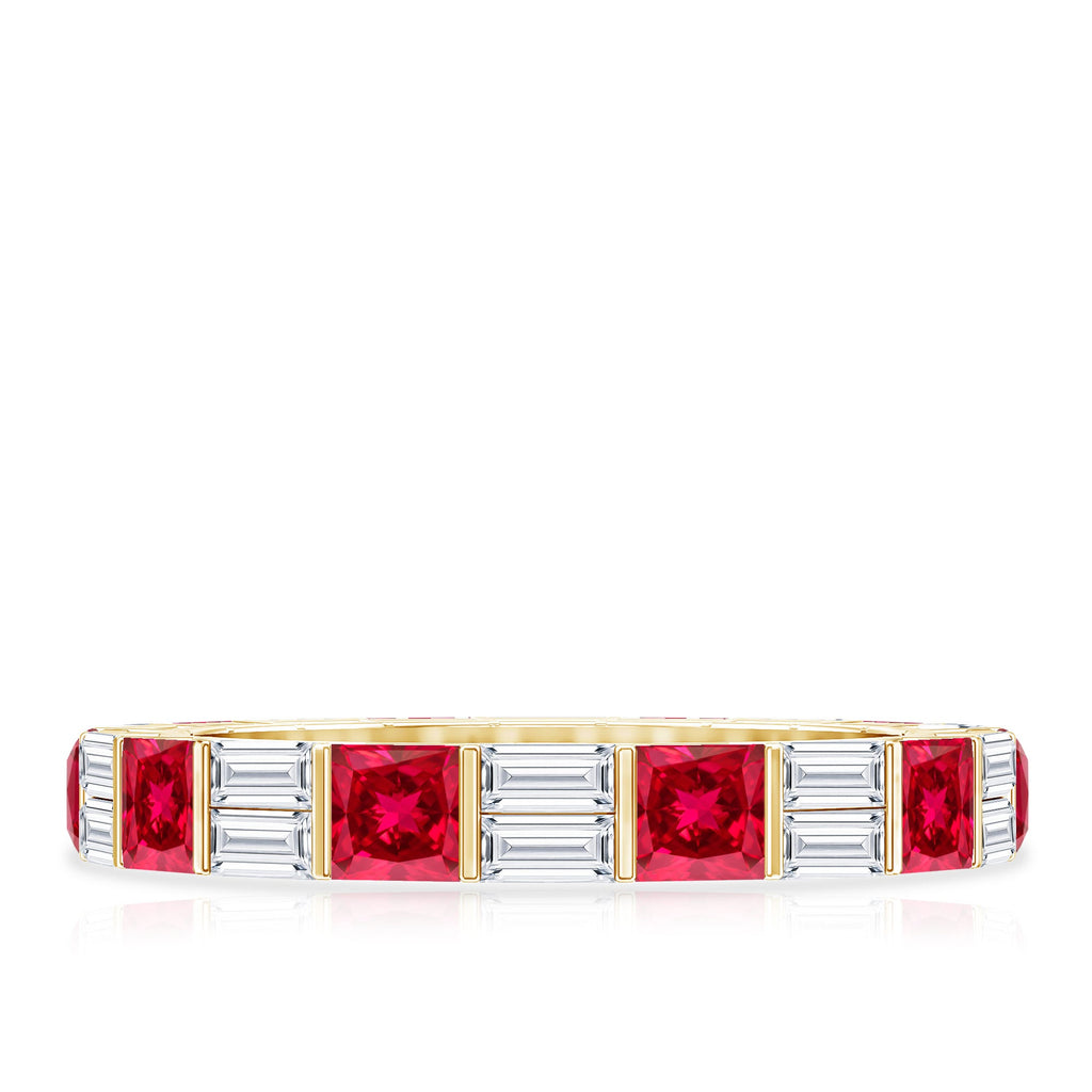 Princess Cut Lab Created Ruby And Moissanite Full Eternity Ring