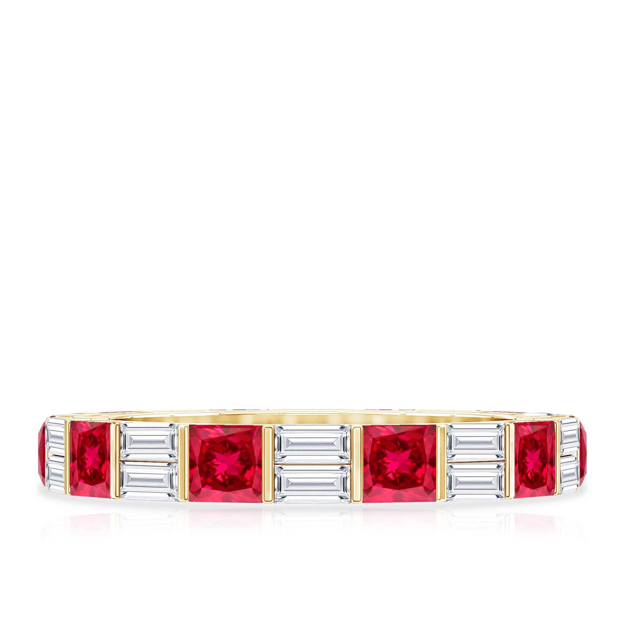 Princess Cut Lab Created Ruby And Moissanite Full Eternity Ring