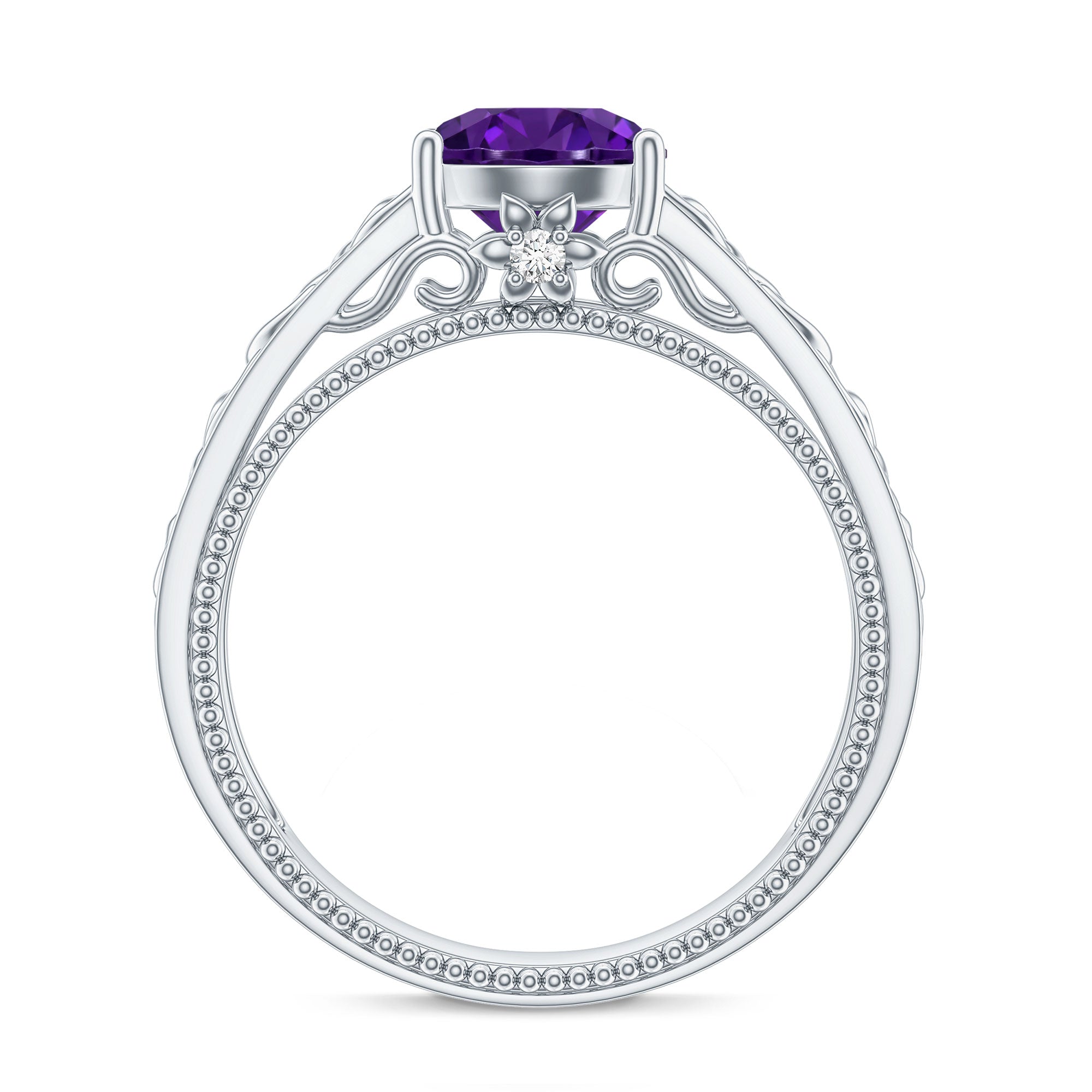 Vintage Looking 1.2 Carat Amethyst Celtic Engagement Ring with Surprise Diamond
