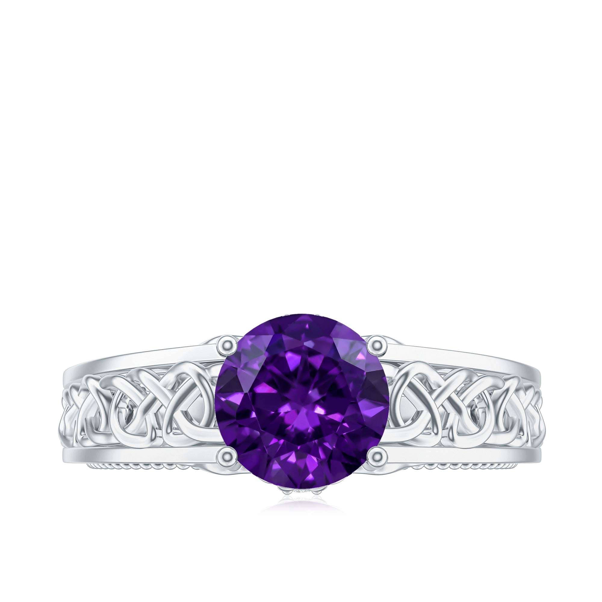 Vintage Looking 1.2 Carat Amethyst Celtic Engagement Ring with Surprise Diamond
