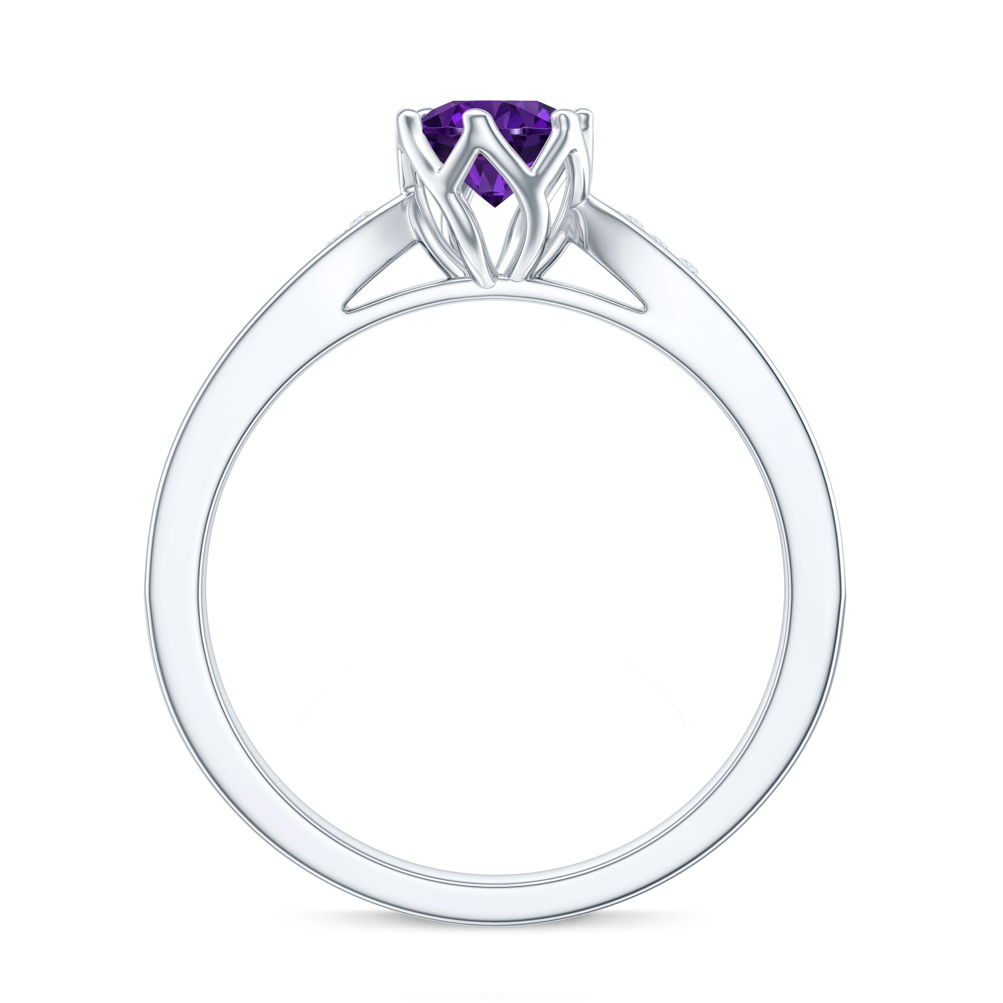 Minimal Amethyst Engagement Ring with Diamond