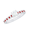 Certified Lab Grown Diamond Engagement Ring With Lab Grown Ruby