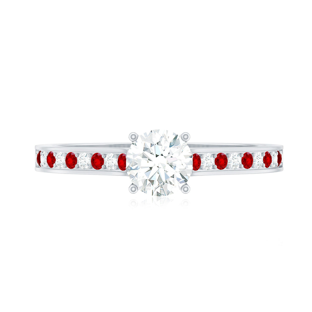 Certified Lab Grown Diamond Engagement Ring With Lab Grown Ruby