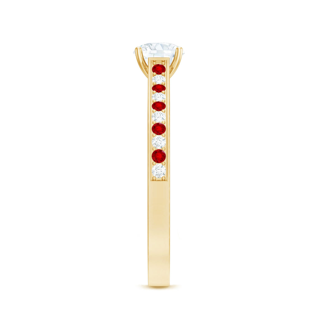 Certified Lab Grown Diamond Engagement Ring With Lab Grown Ruby