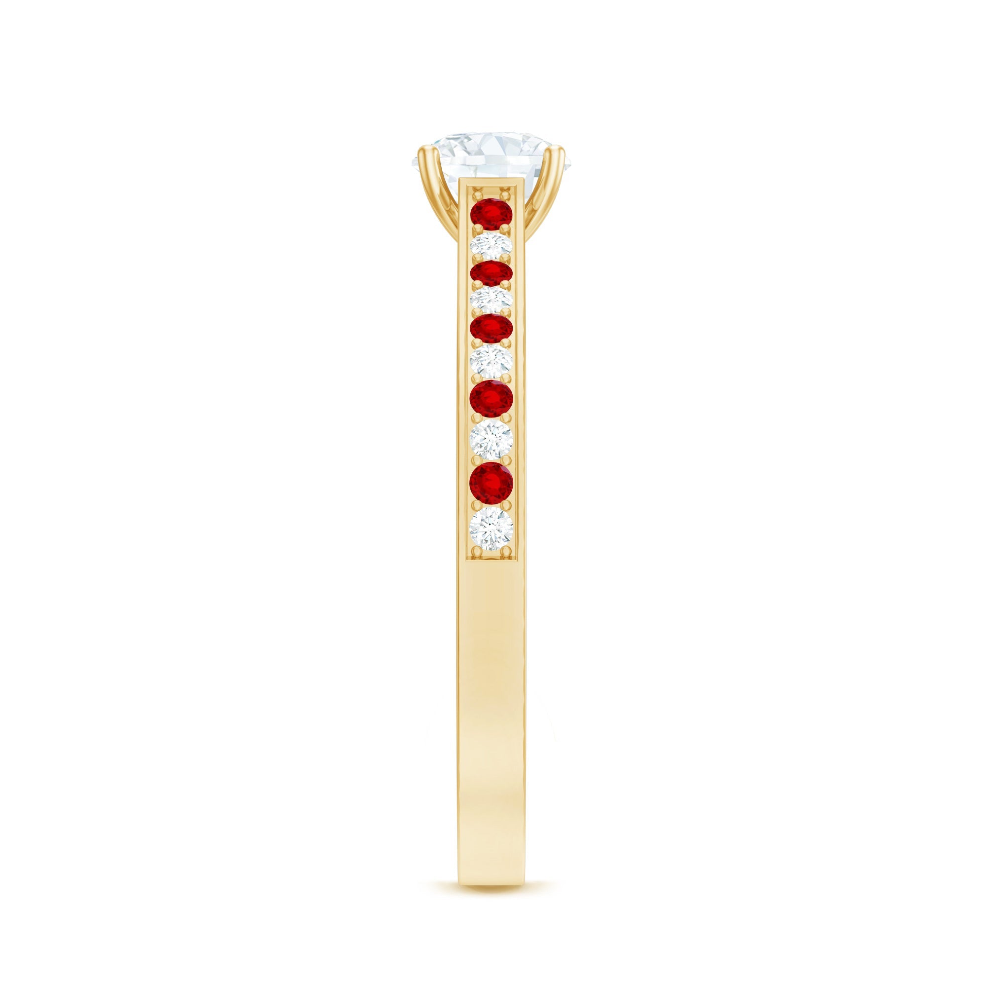Certified Lab Grown Diamond Engagement Ring With Lab Grown Ruby