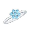 Real Aquamarine Flower Cluster Ring for Women