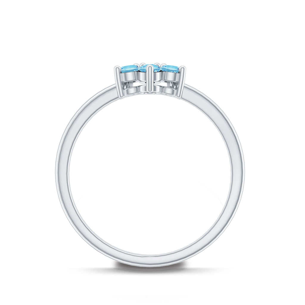 Real Aquamarine Flower Cluster Ring for Women