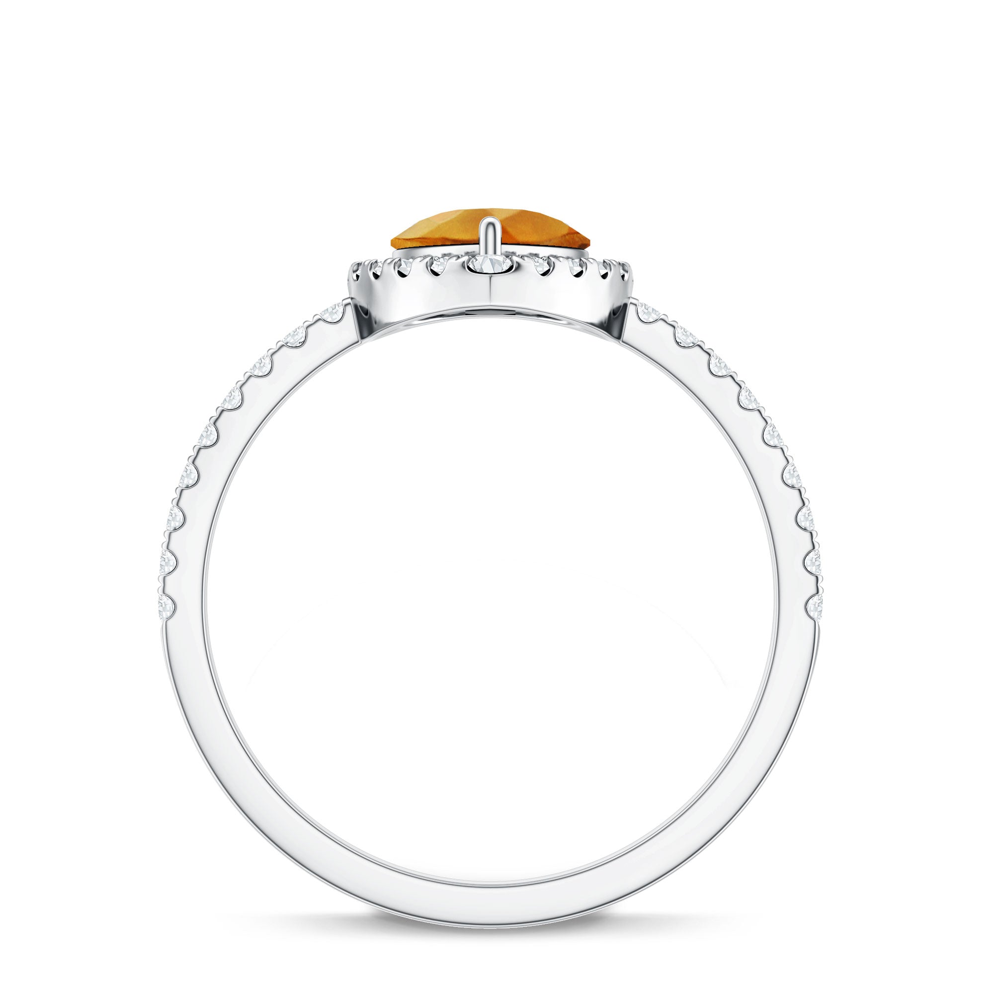 1 Carat Natural Pear Shape Citrine Engagement Ring with Diamond Halo