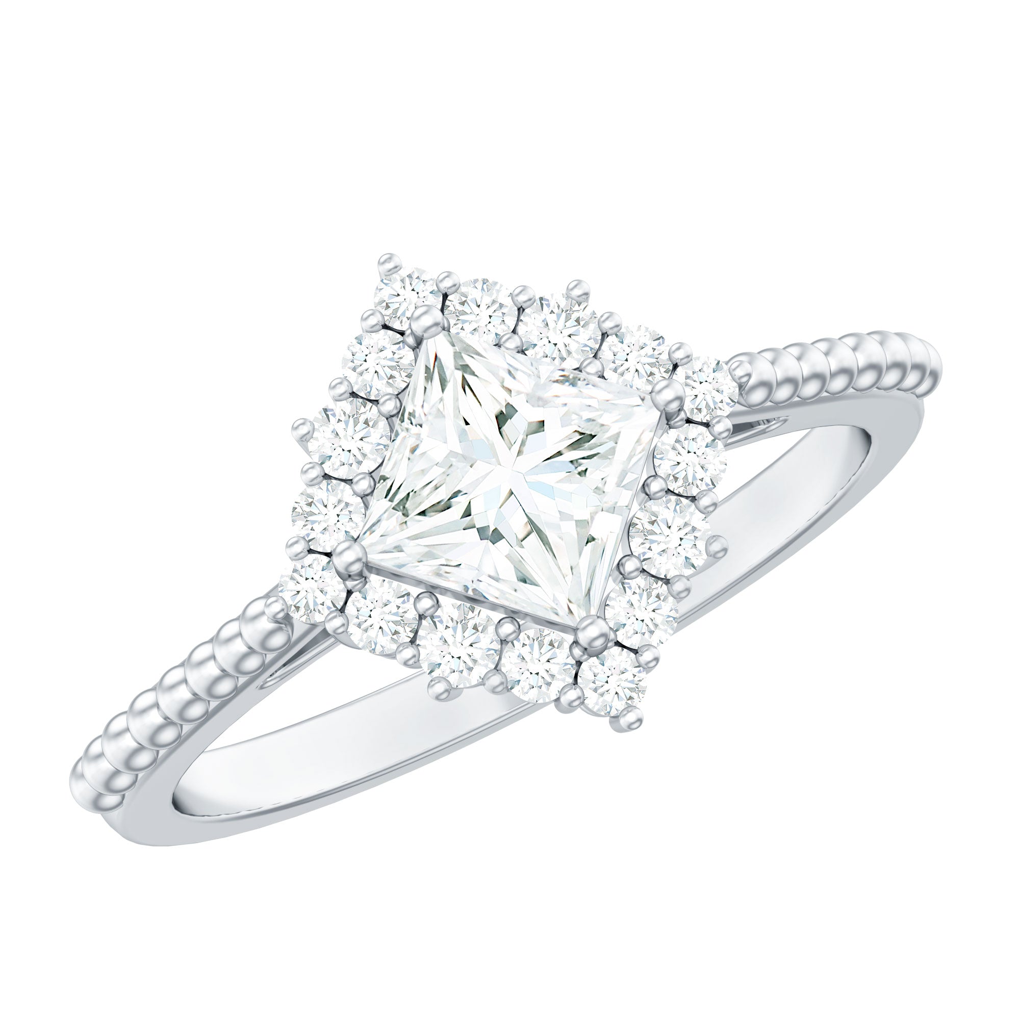 0.7 Carat Princess Cut Moissanite Vintage Inspired Ring