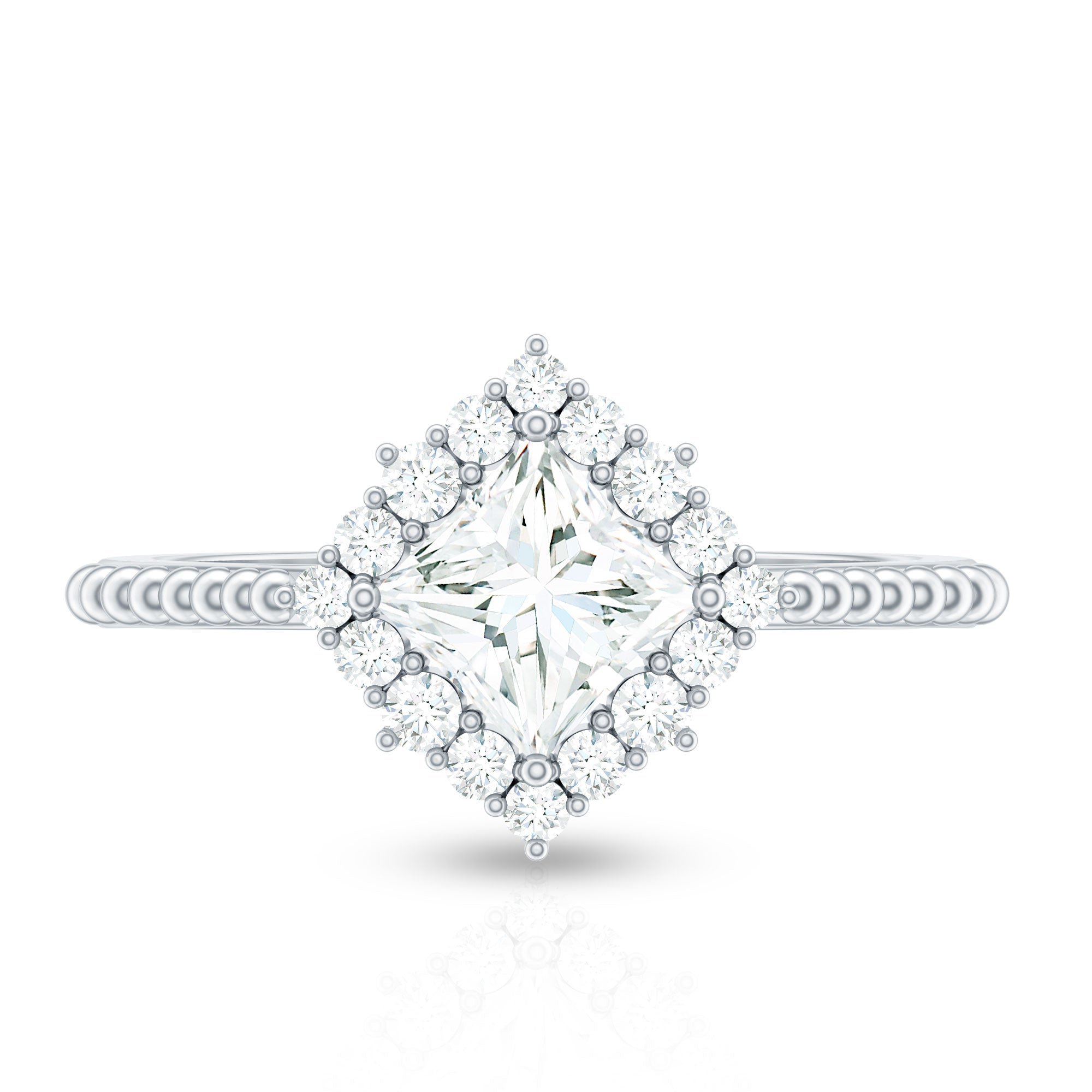 0.7 Carat Princess Cut Moissanite Vintage Inspired Ring