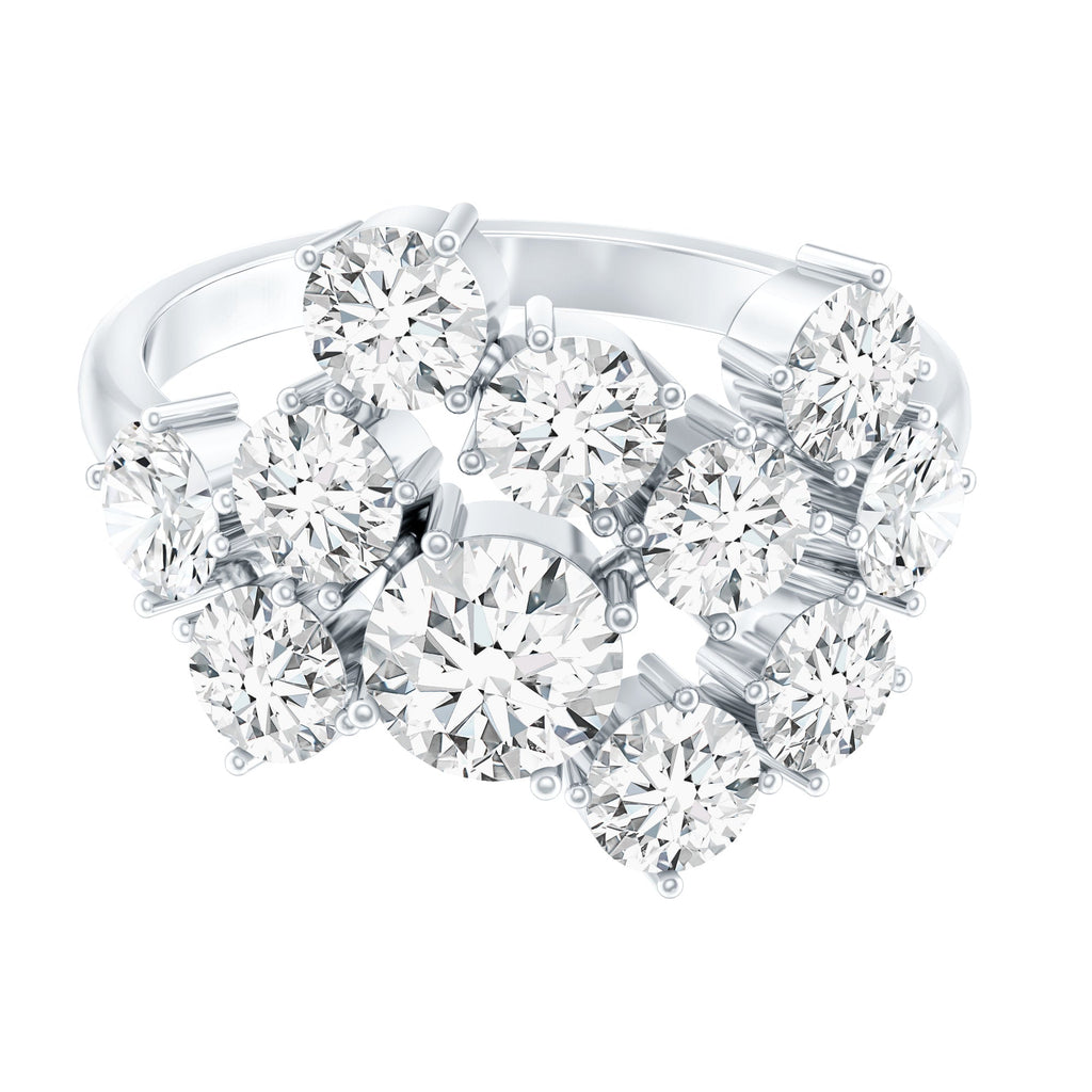 Certified Round Moissanite Cluster Engagement Ring for Women