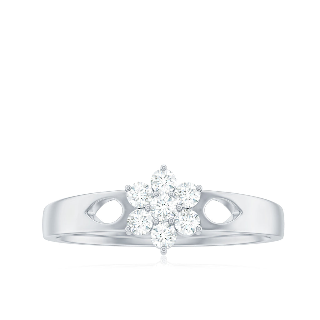 Nature Inspired Diamond Flower Promise Ring for Proposal